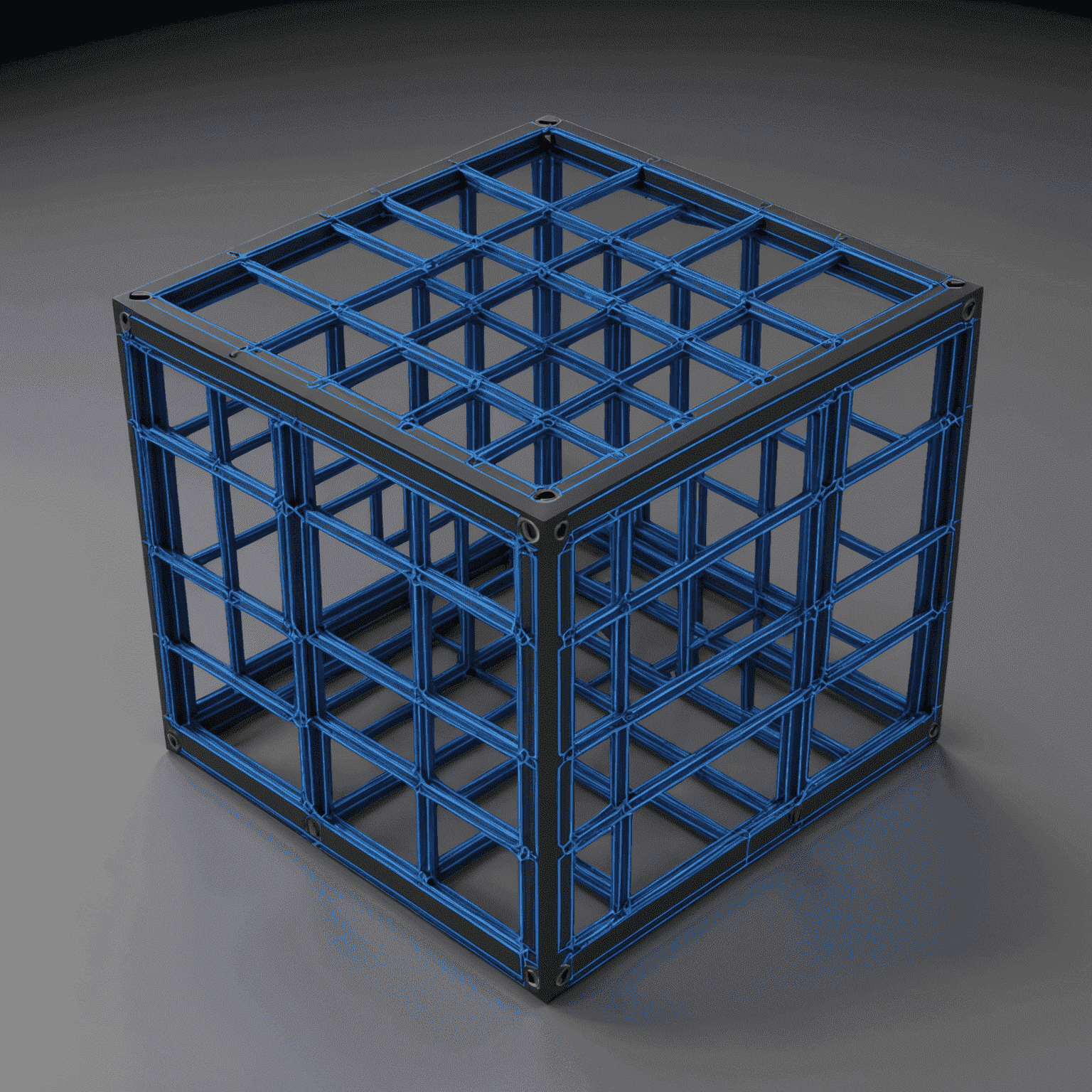 A 3D model of a simple geometric shape being created in FreeCAD interface, with neon blue grid lines and a futuristic toolbar.