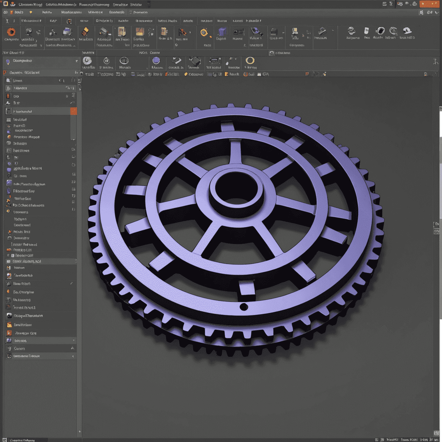 FreeCAD interface screenshot showing the main workspace with a simple 3D model of a gear